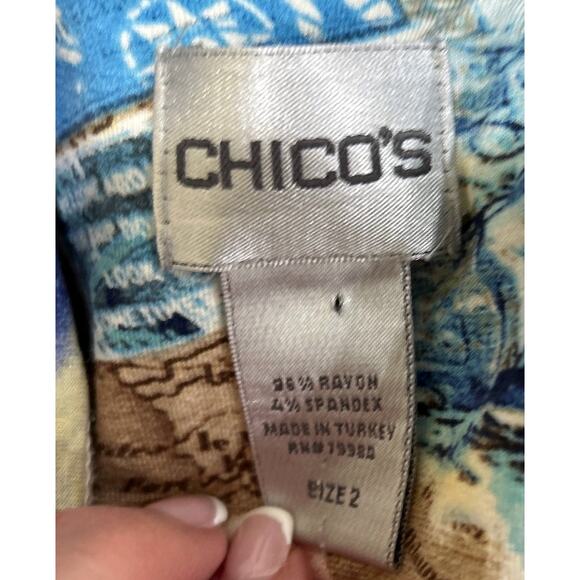 Chico's Nautical Traveler Multicolor Print Zip Front Long Sleeve Jacket Stretch - Picture 6 of 6